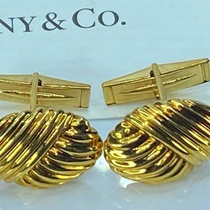 JR8170 Tiffany & Co. 18K yellow gold Oval Woven Rope Knot cufflinks 13.1g